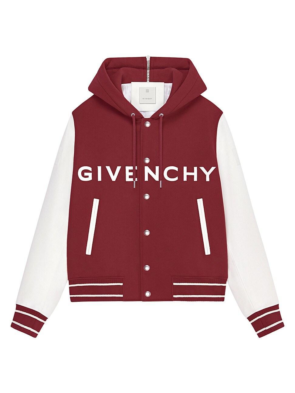 Mens Hooded Varsity Jacket in Wool and Leather Product Image