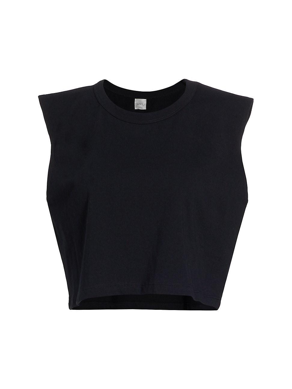 Womens Cotton Boxy Crewneck Sleeveless Top Product Image