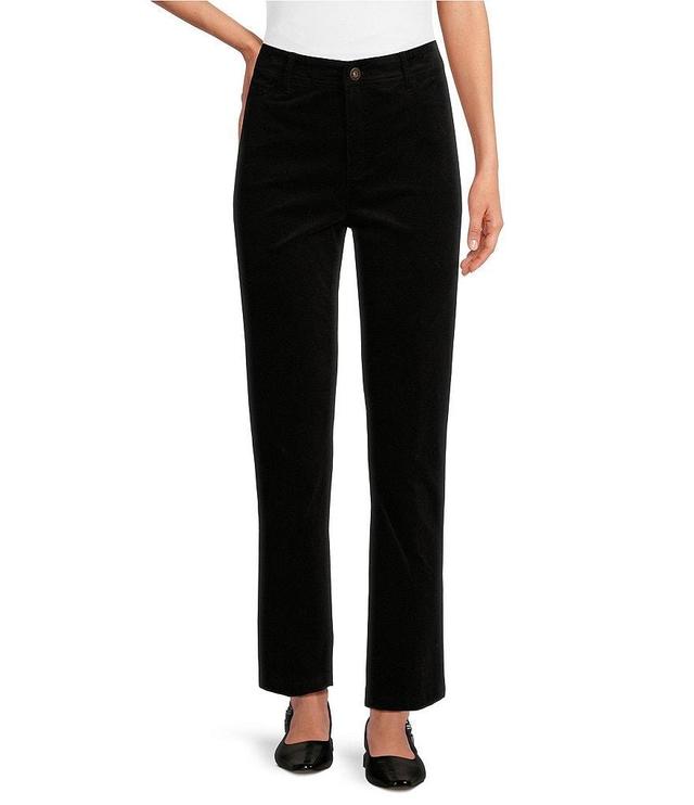 John Mark Petite Size Velour 5 Pocket Style Straight Leg Pants Product Image