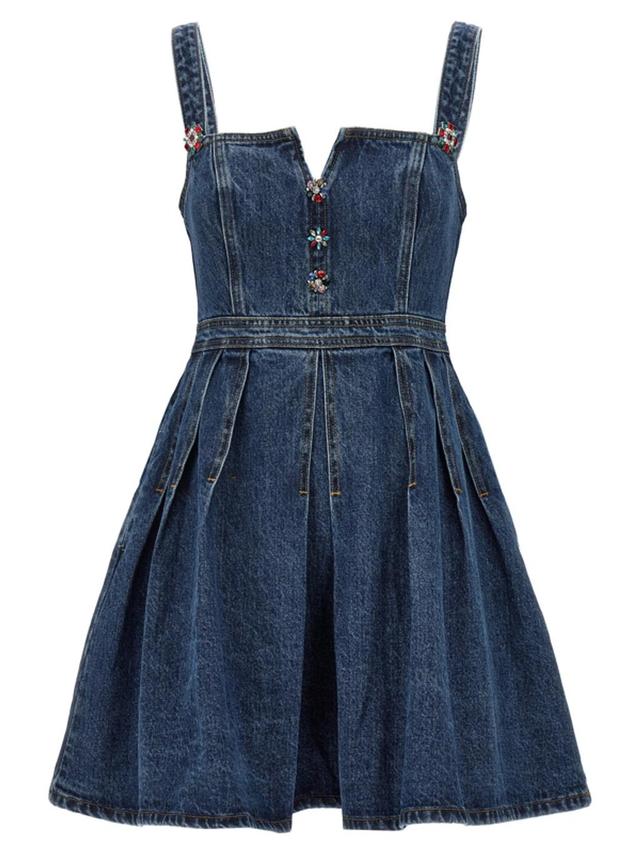 Denim Embellished Dresses In Blue Product Image