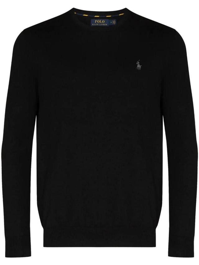 Logo Embroidery Crew Jumper In Black Product Image