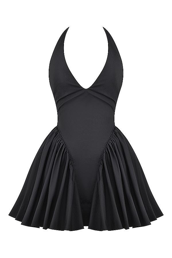 Valentia Black Halter Mini Dress Product Image