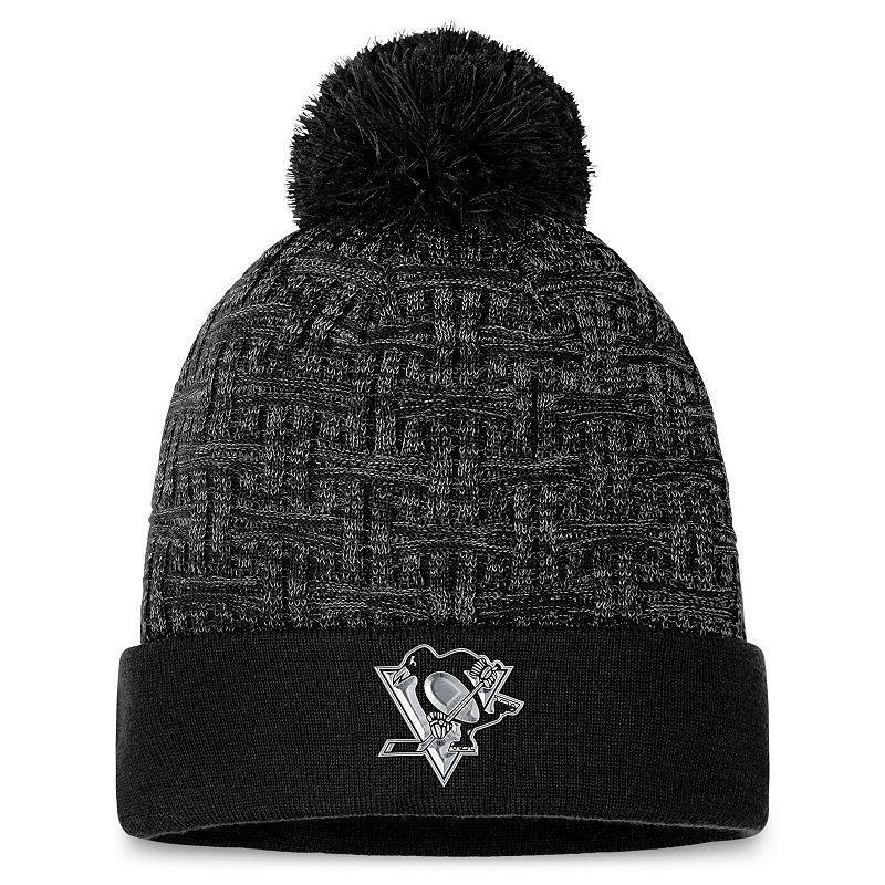 Womens Fanatics Branded Pittsburgh Penguins Authentic Pro Road Cuffed Knit Hat with Pom Product Image