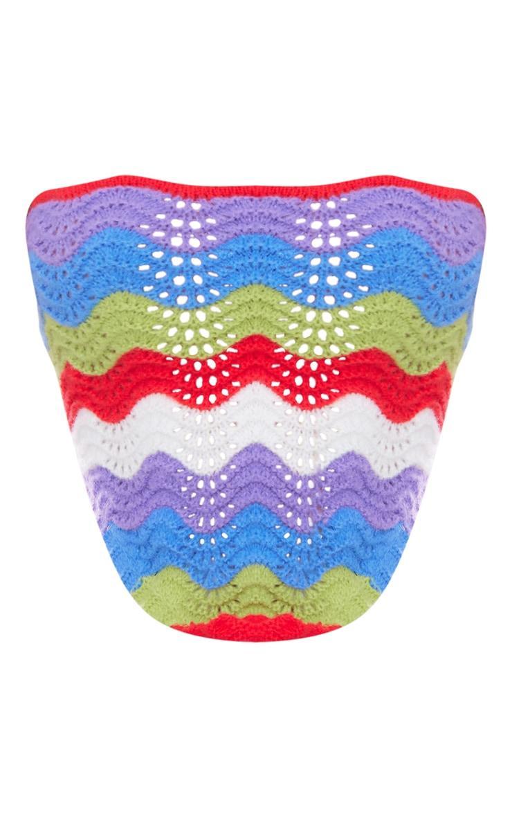 Multi Crochet Wave Knit Scarf Top Product Image