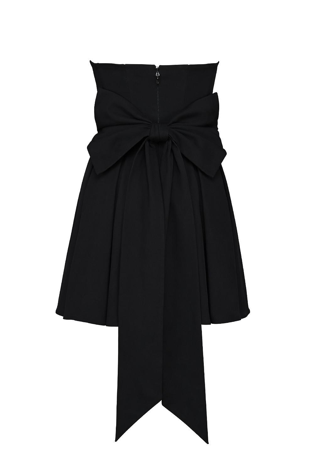 Emmanuela Black Strapless Detachable Bow Mini Dress Product Image