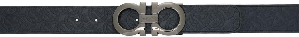 FERRAGAMO Navy & Black Gancini Reversible Belt In Navy 5011 Nero Product Image