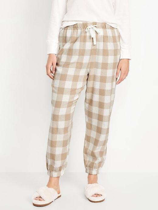 High-Waisted Flannel Pajama Joggers for Women Product Image