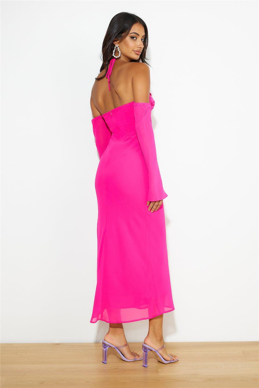 RUNAWAY Desiree Midi Dress Fuchsia Product Image