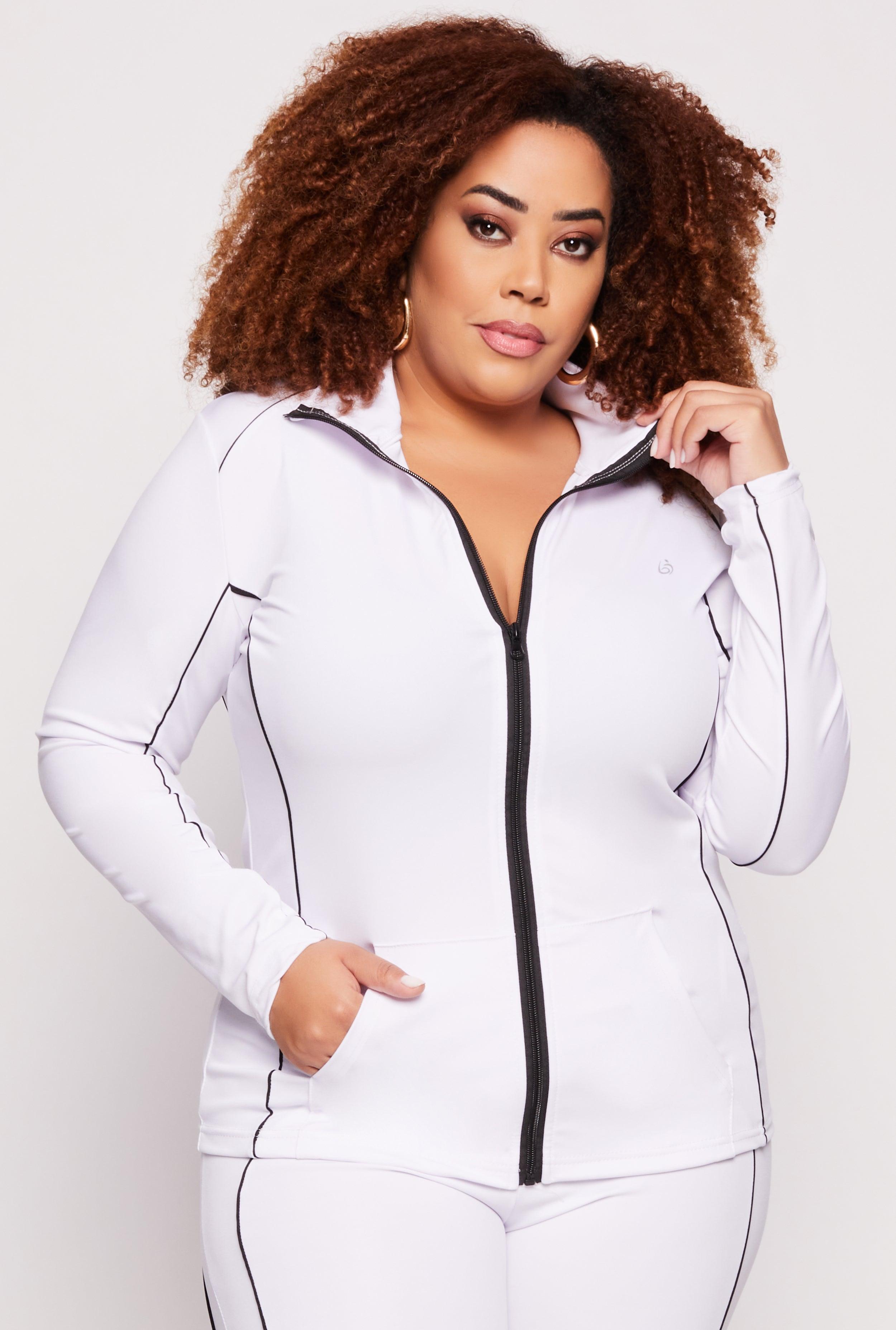 Womens Plus Size Contrast Trim Track Jacket Product Image