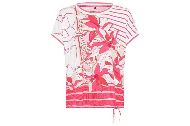 Olsen Womens Short Sleeve Mixed Print Embellished T-Shirt containing Lenzing[Tm] Ecovero[Tm] Viscose Product Image