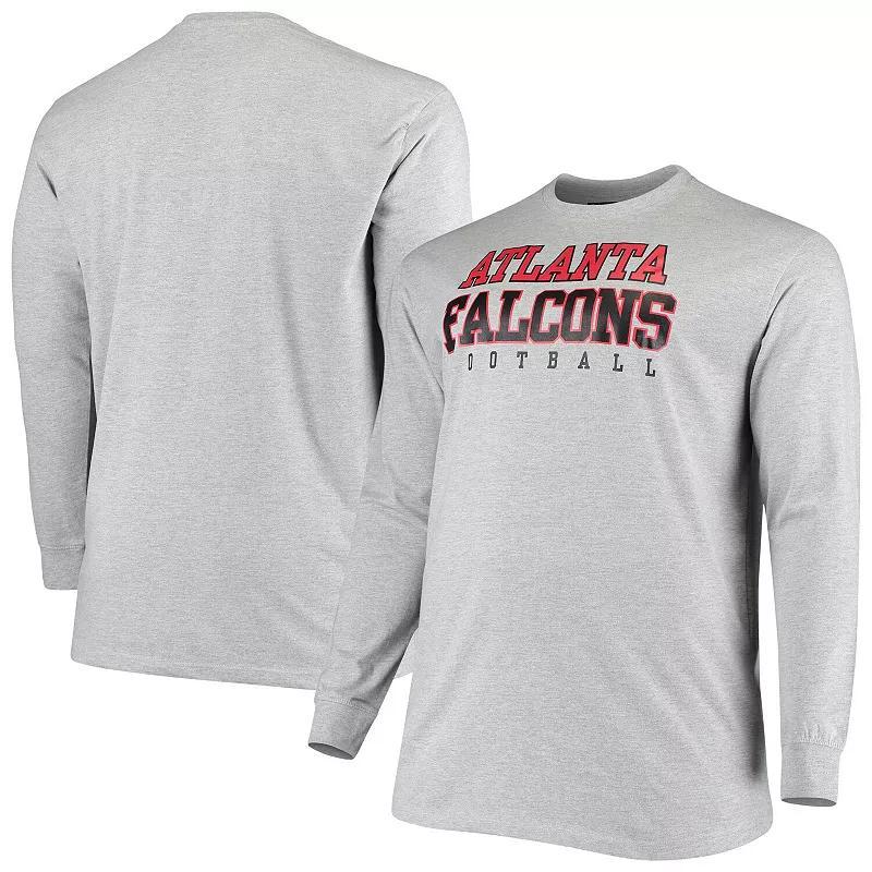 Men's Fanatics Branded Heathered Gray Atlanta Falcons Big & Tall Practice Long Sleeve T-Shirt Product Image