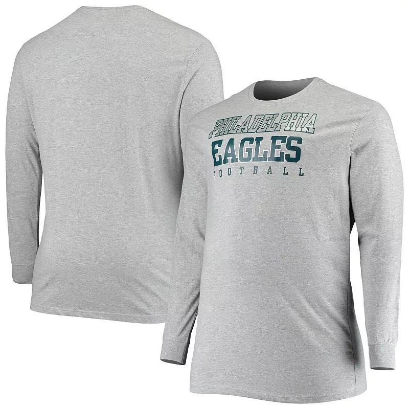 Mens Fanatics Branded Heathered Gray Philadelphia Eagles Big & Tall Practice Long Sleeve T-Shirt Grey Product Image