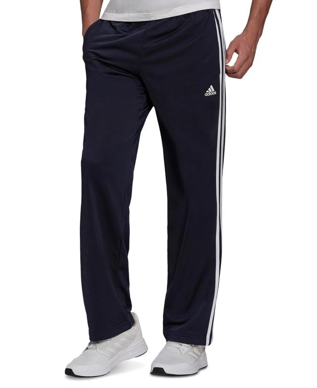 adidas Essentials 3-Stripes Tricot Open Hem Pants Black 1) Men's Workout Product Image