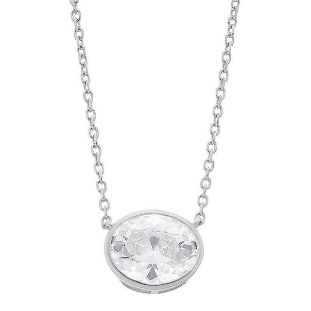 Rosabella Sterling Silver Cubic Zirconia Faceted Oval Link Necklace, Womens Product Image