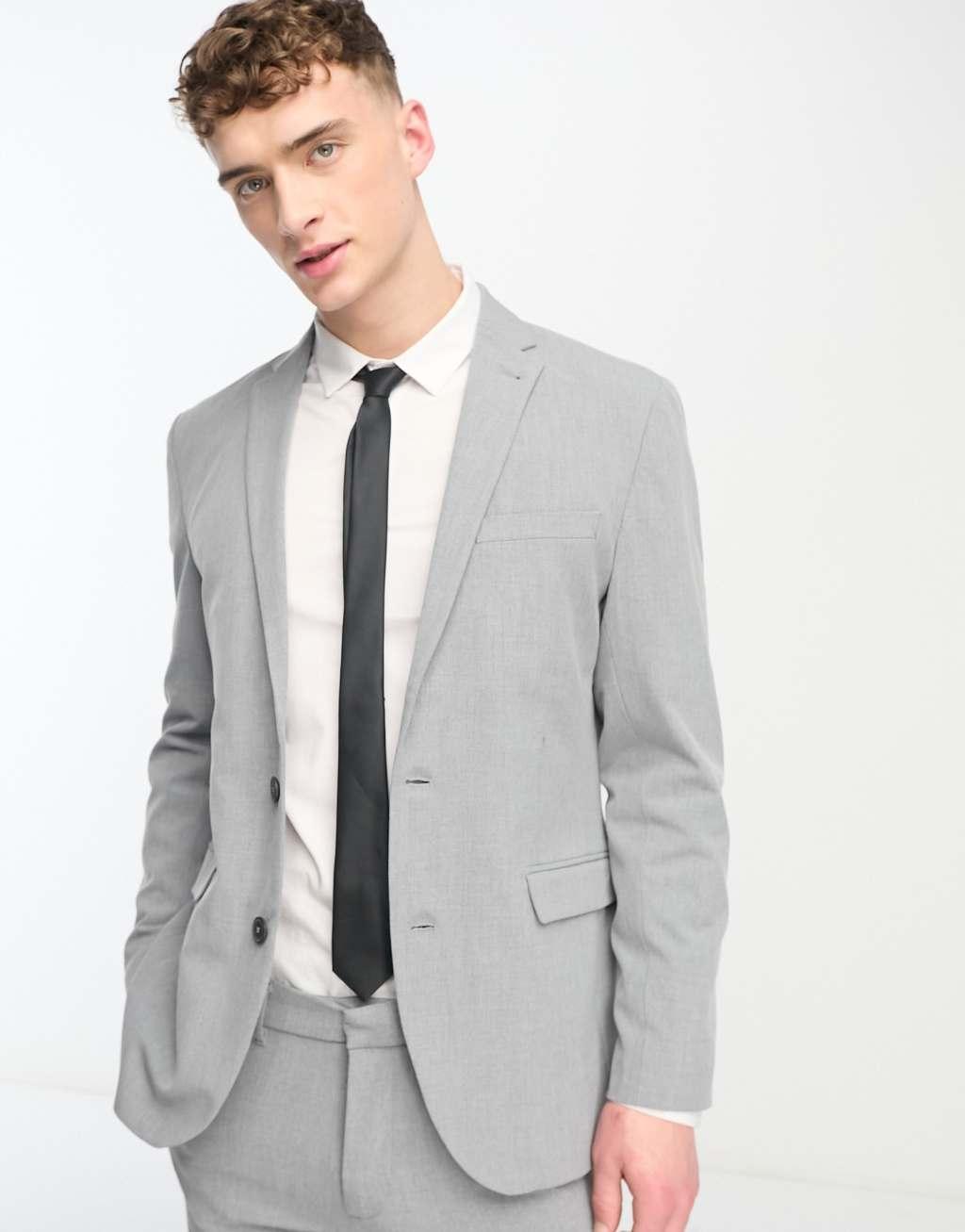 New Look Slim Suit Jacket In Gray Product Image