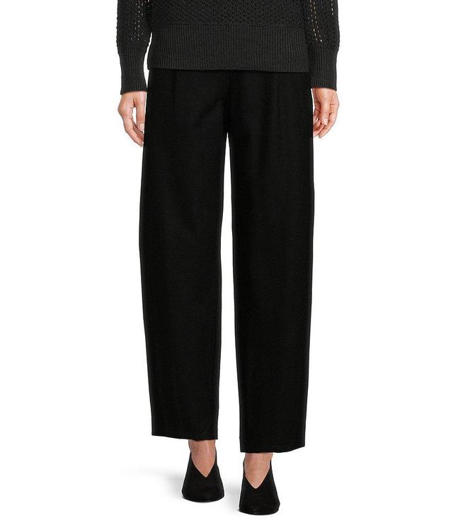 Eileen Fisher Boiled Wool Jersey Pull-On Pleated Lantern Ankle Pants Product Image