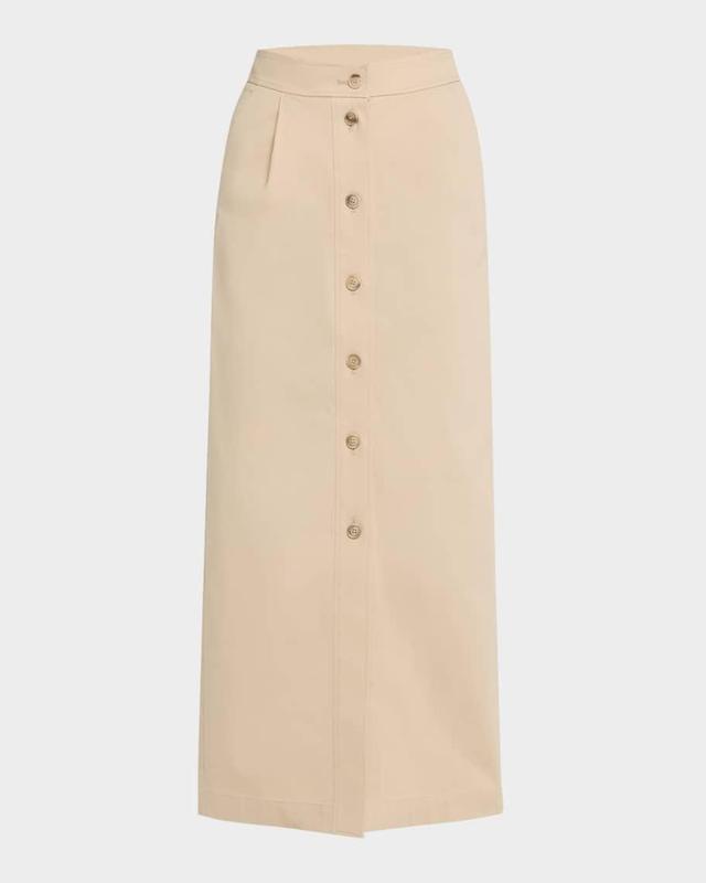 Straight Stretch Cotton Midi Skirt Product Image