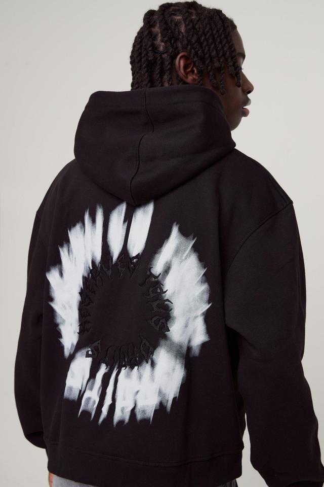 Oversized Boxy Gothic Embroidered Hoodie | boohooMAN USA Product Image