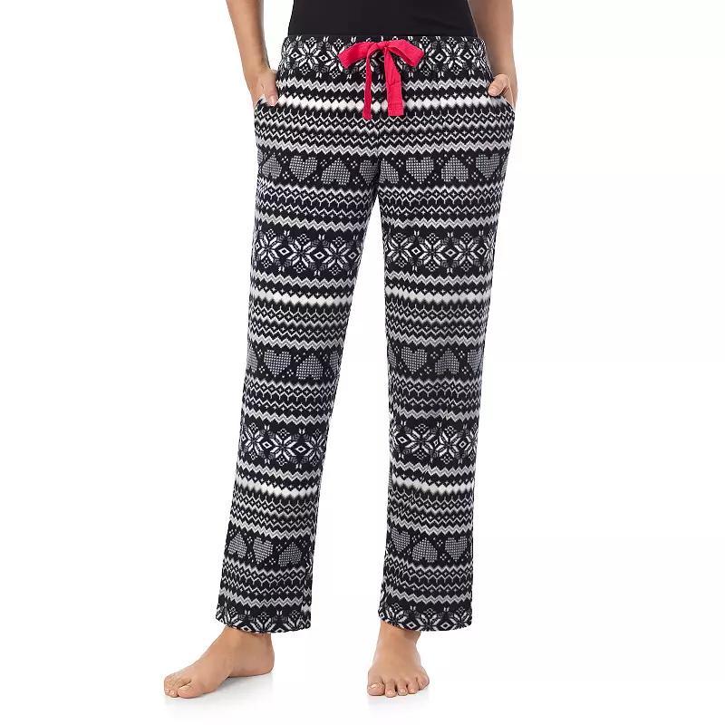 Womens Cuddl Duds Minky Fleece Open Leg Pajama Pants Blue Gingerbread Product Image