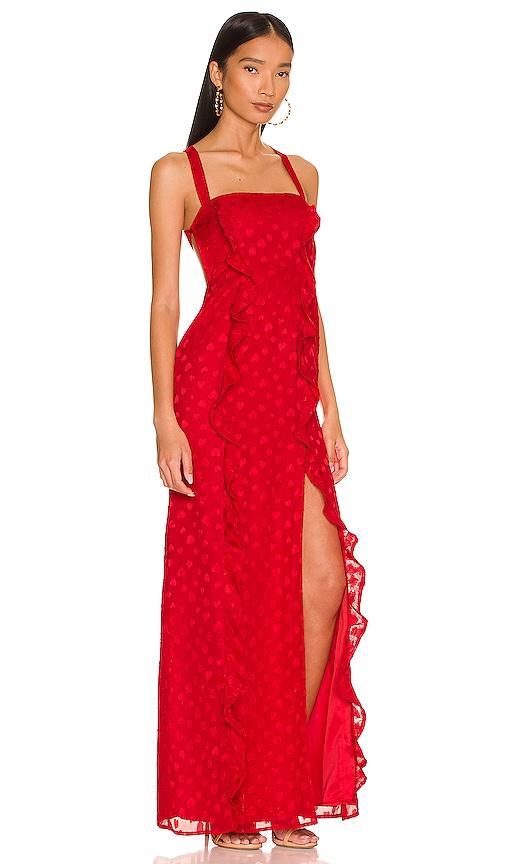 MAJORELLE Maisie Gown in Red. Product Image