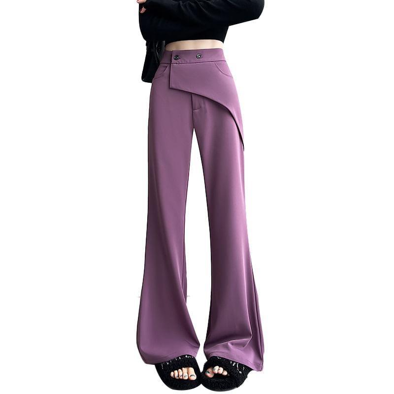 High-Rise Plain Loose Fit Pants Product Image