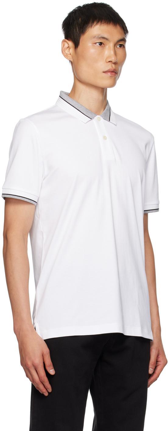 HUGO BOSS White Striped Polo In White 100 Product Image