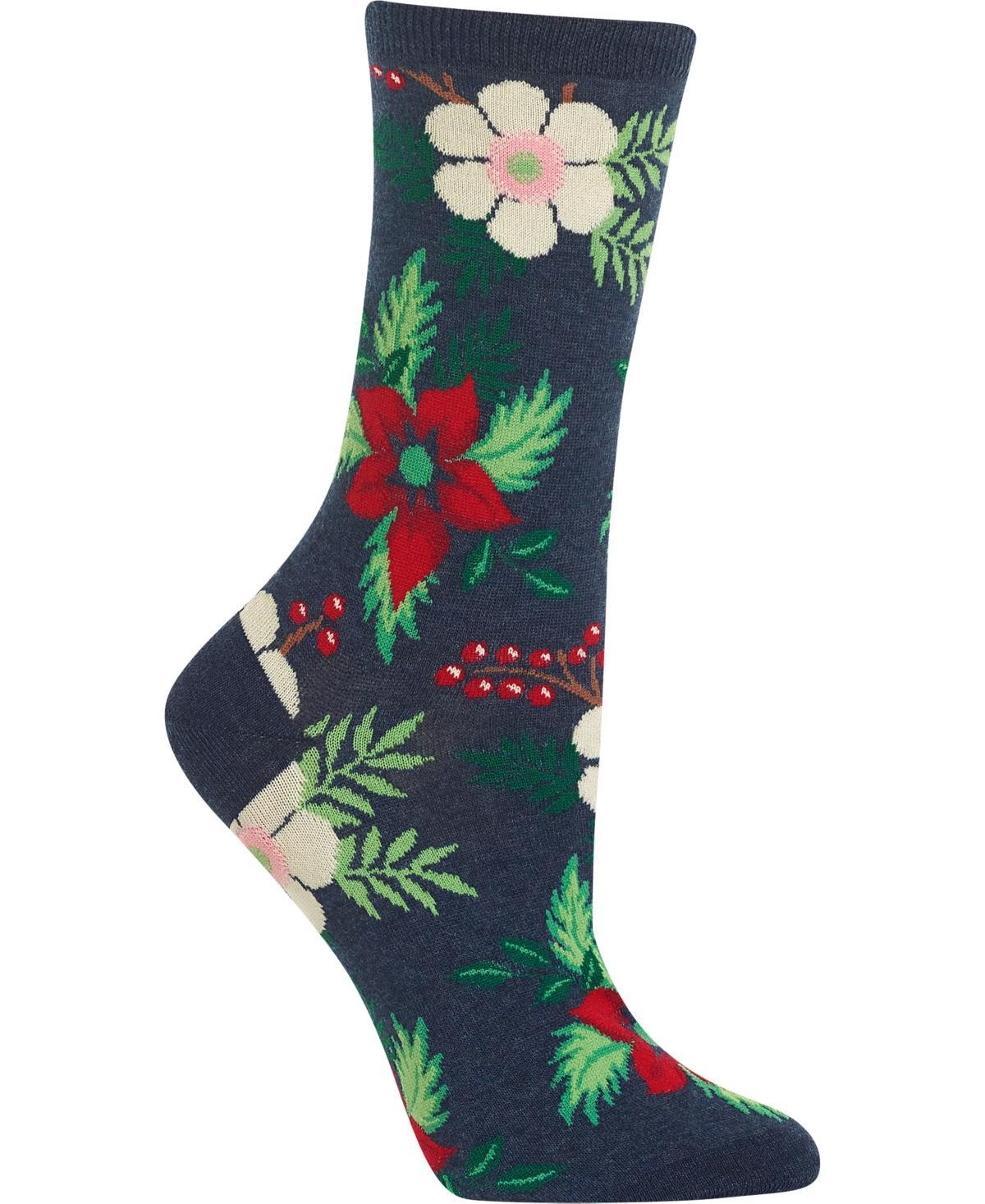 Hot Sox Womens Christmas Poinsettia Floral Crew Socks Product Image