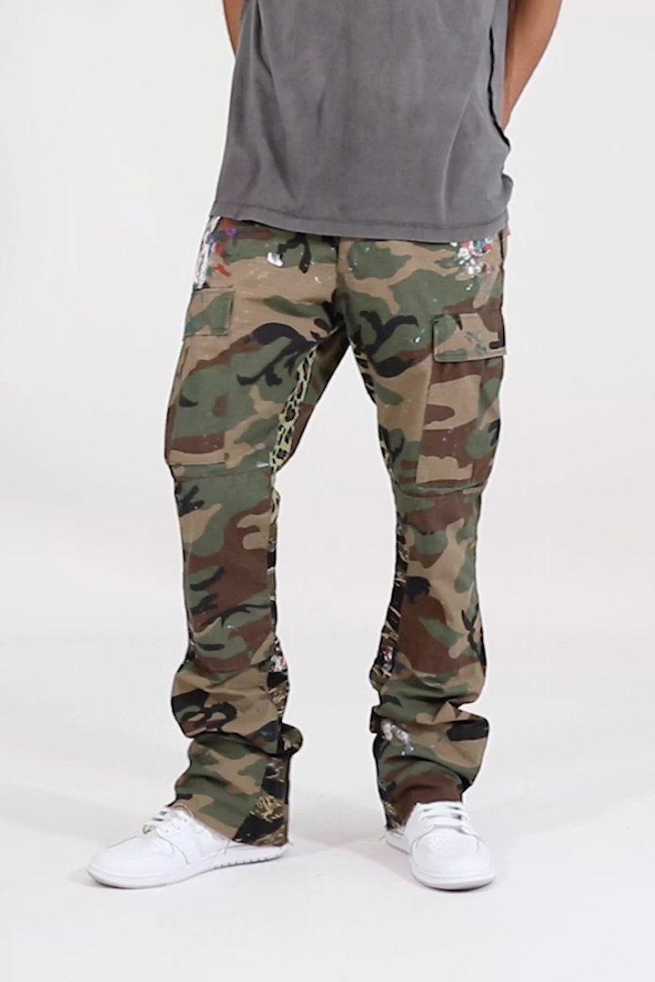 Contrast Bootcut Cargo Pants - Woodland Camo Male Product Image