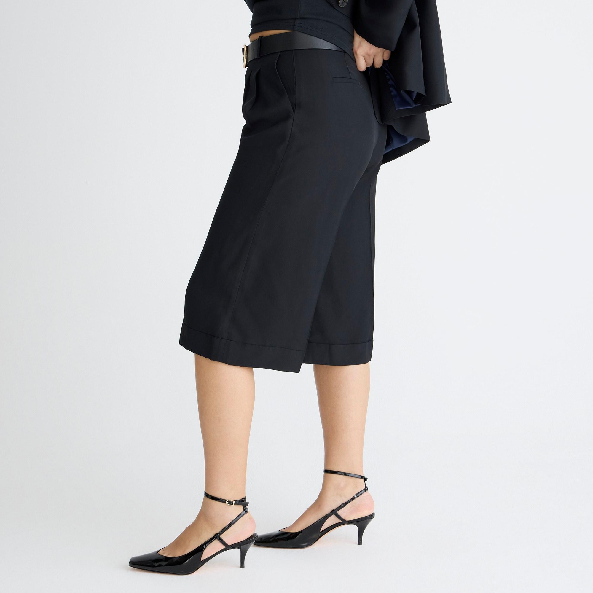 Long pleated trouser short in drapey viscose Product Image