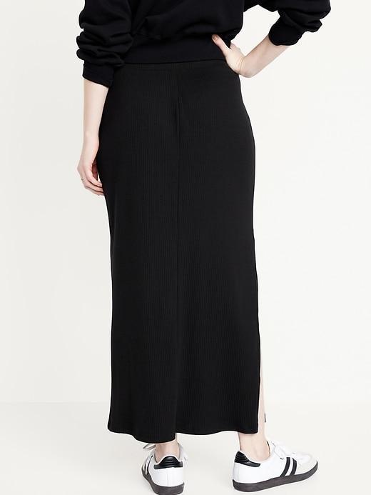 High-Waisted Rib-Knit Maxi Skirt Product Image