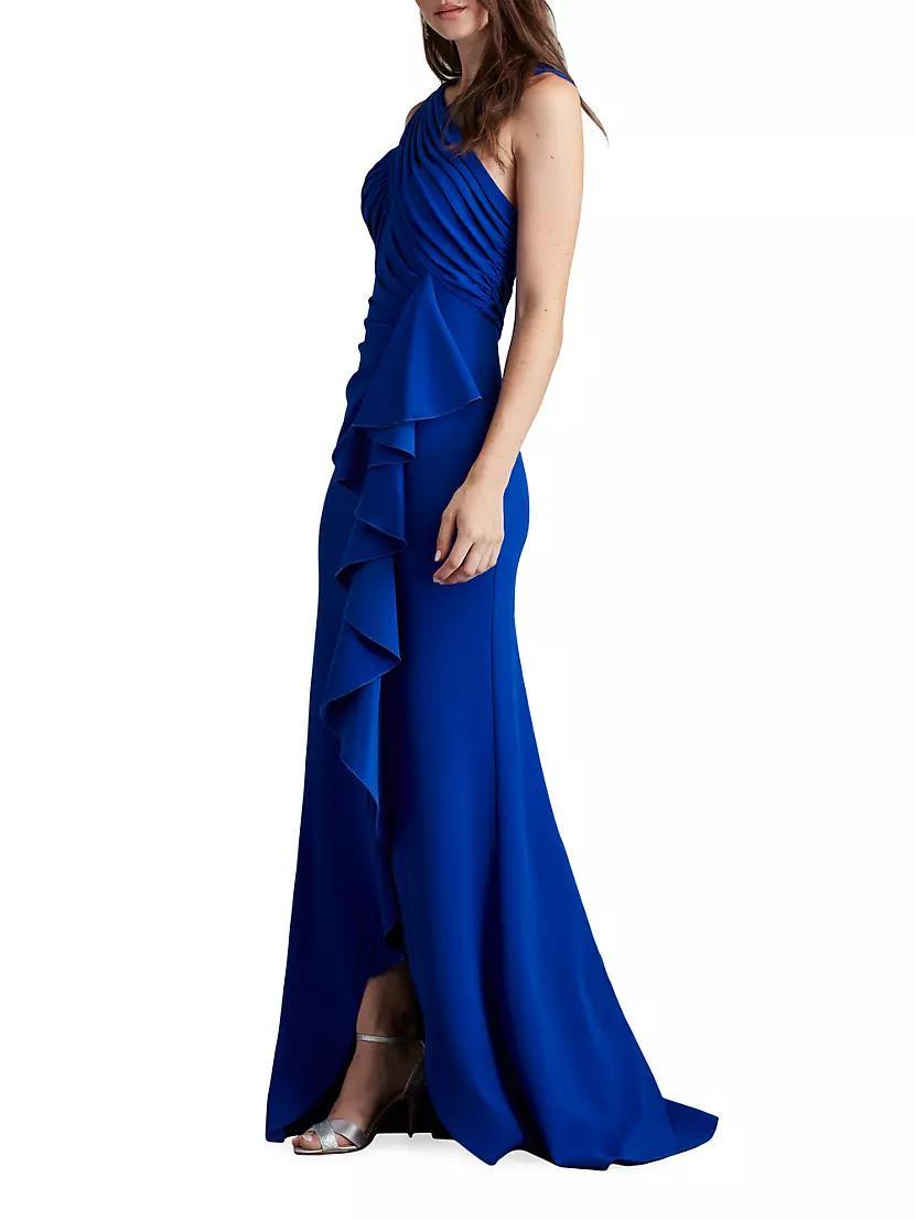 Womens Asymmetric Crp Ruffle Gown Product Image