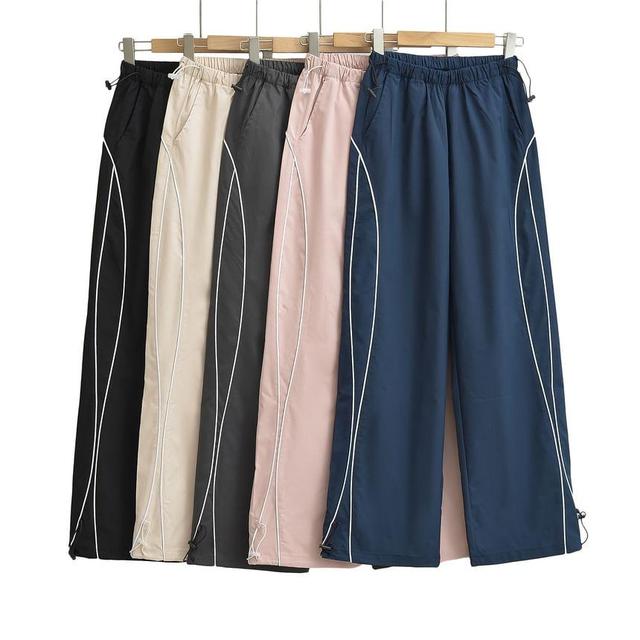 High Waist Drawstring Loose-Fit Wide-Leg Sweatpants Product Image