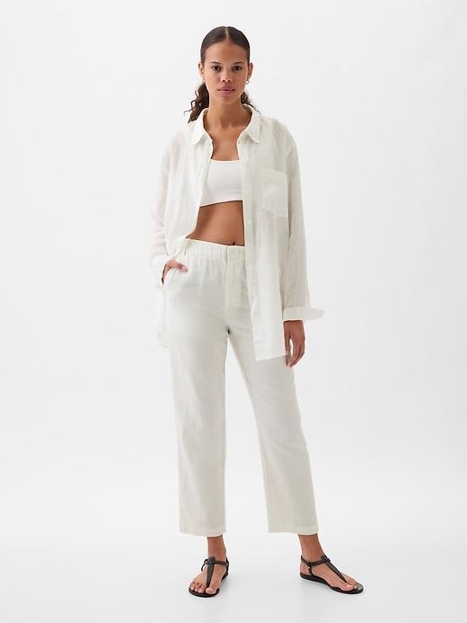 High Rise Linen-Cotton Pull-On Pants Product Image