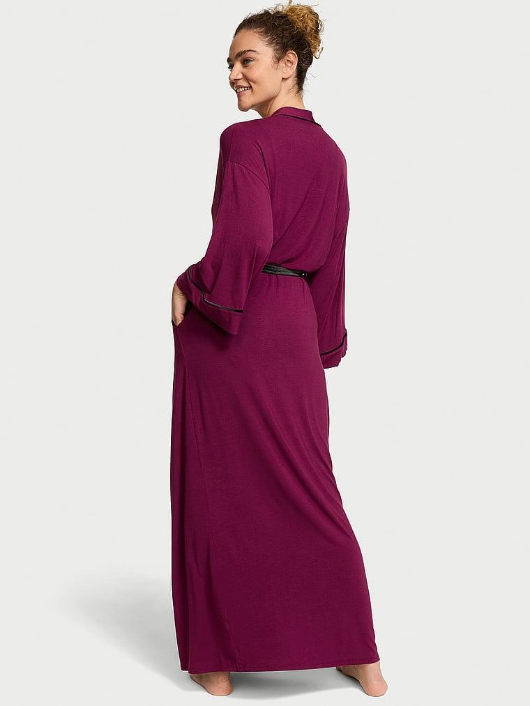 Modal Soft Velvet-Trim Maxi Robe Product Image