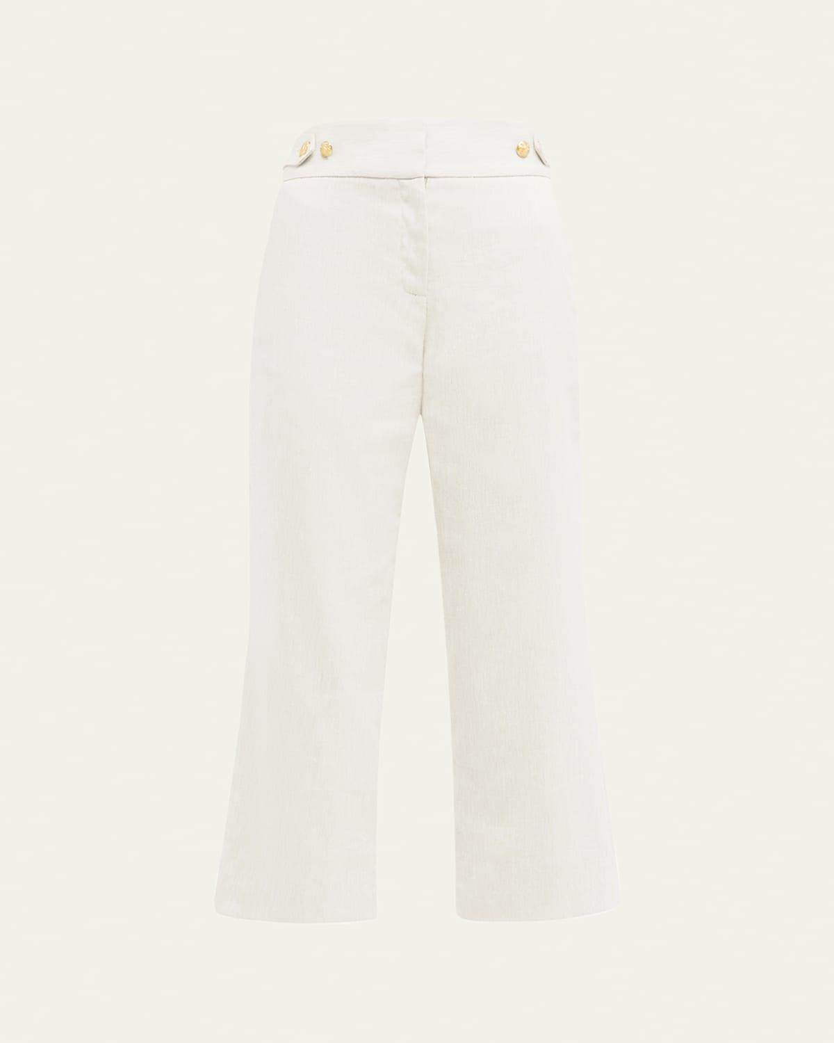 Veronica Beard Aubrie Flare Crop Linen Blend Pants Product Image