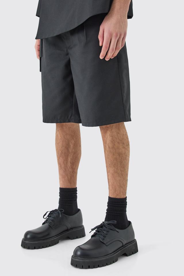 Mens Black Tailored Shorts, Black Product Image