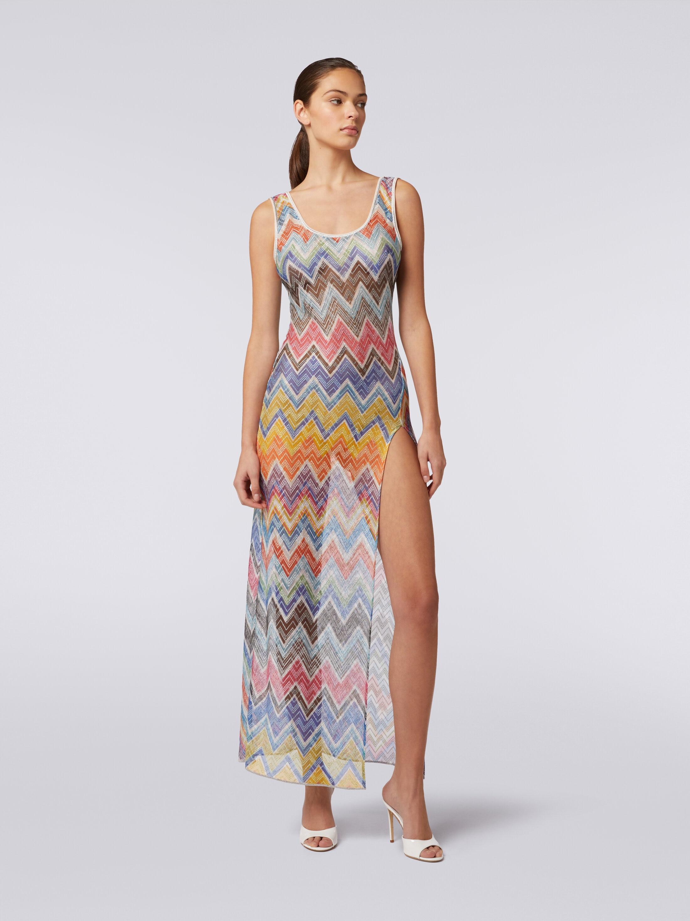 Long cover-up with zigzag print and lurex Product Image