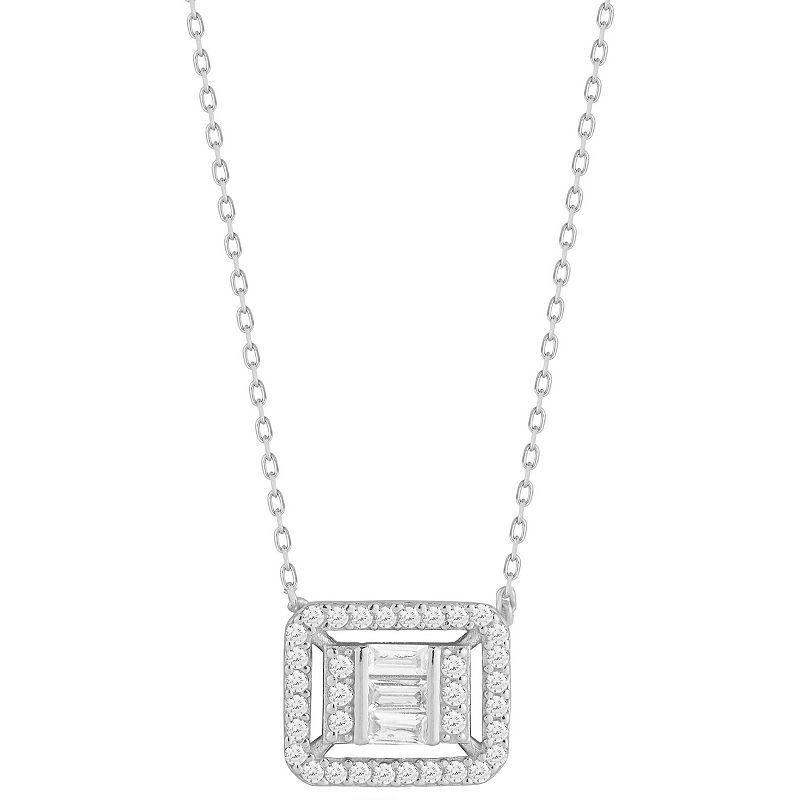 Sunkissed Sterling Cubic Zirconia Cluster Pendant Necklace, Womens Silver Product Image