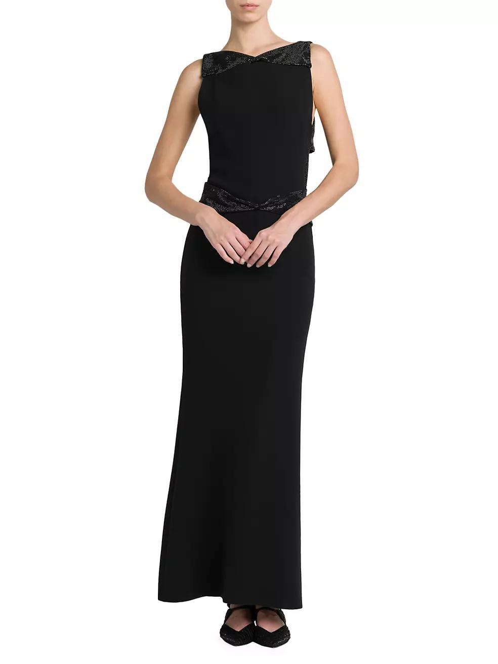 Sleeveless Silk Cut-Out Gown Product Image