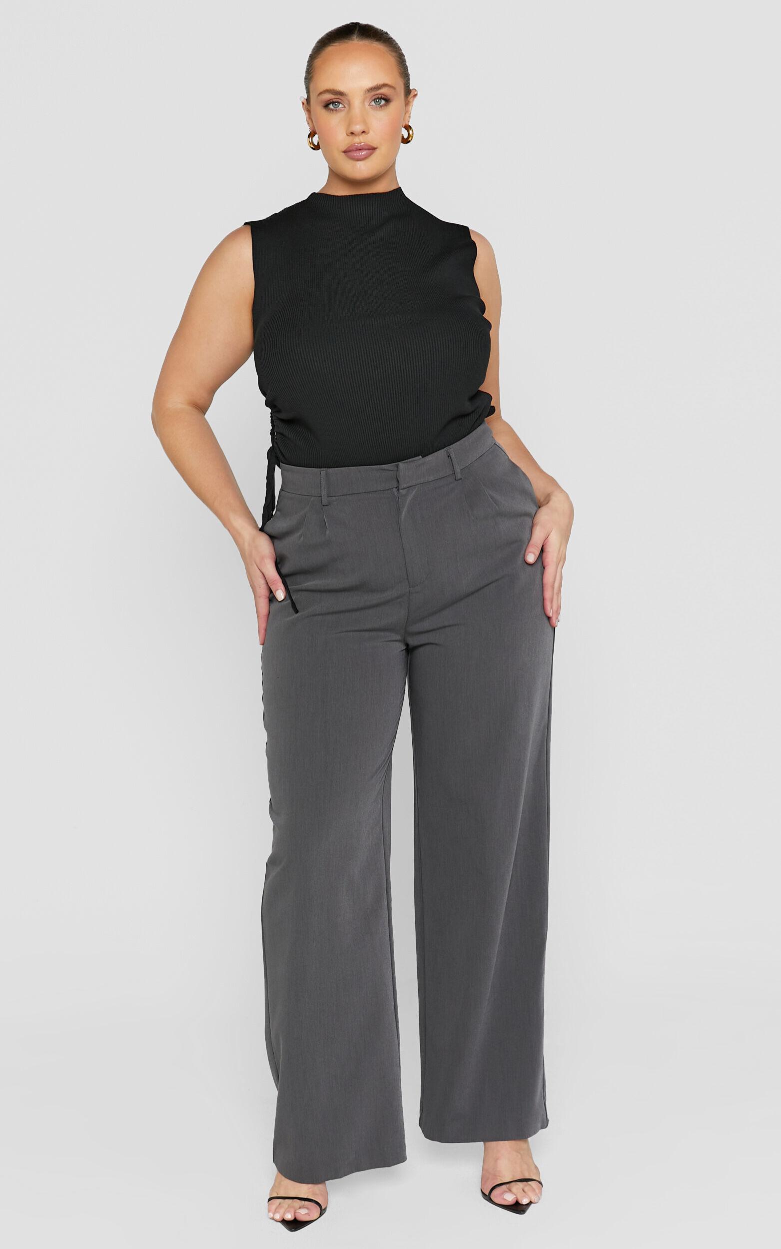 Lorcan Pants - High Waisted Tailored Pants in Charcoal Product Image