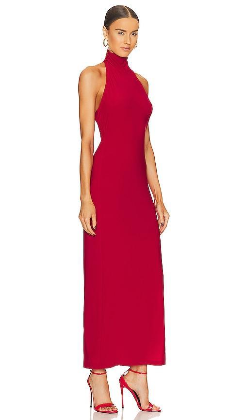 Norma Kamali Halter Turtleneck Side Slit Gown in Red - Red. Size S (also in XS, M, L, XL). Product Image