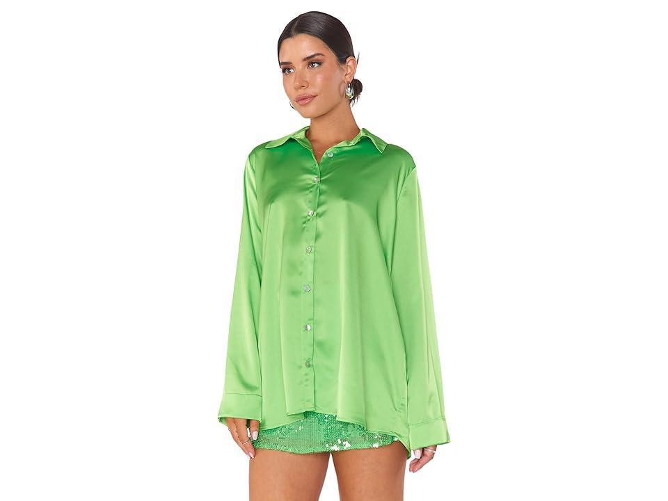 Show Me Your Mumu Smith Button-Down (Bright Luxe Satin) Women's Clothing Product Image