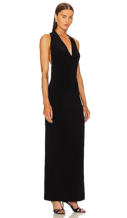 Norma Kamali Halter Neeta Side Slit Gown Black. (also in L, M, S). Product Image