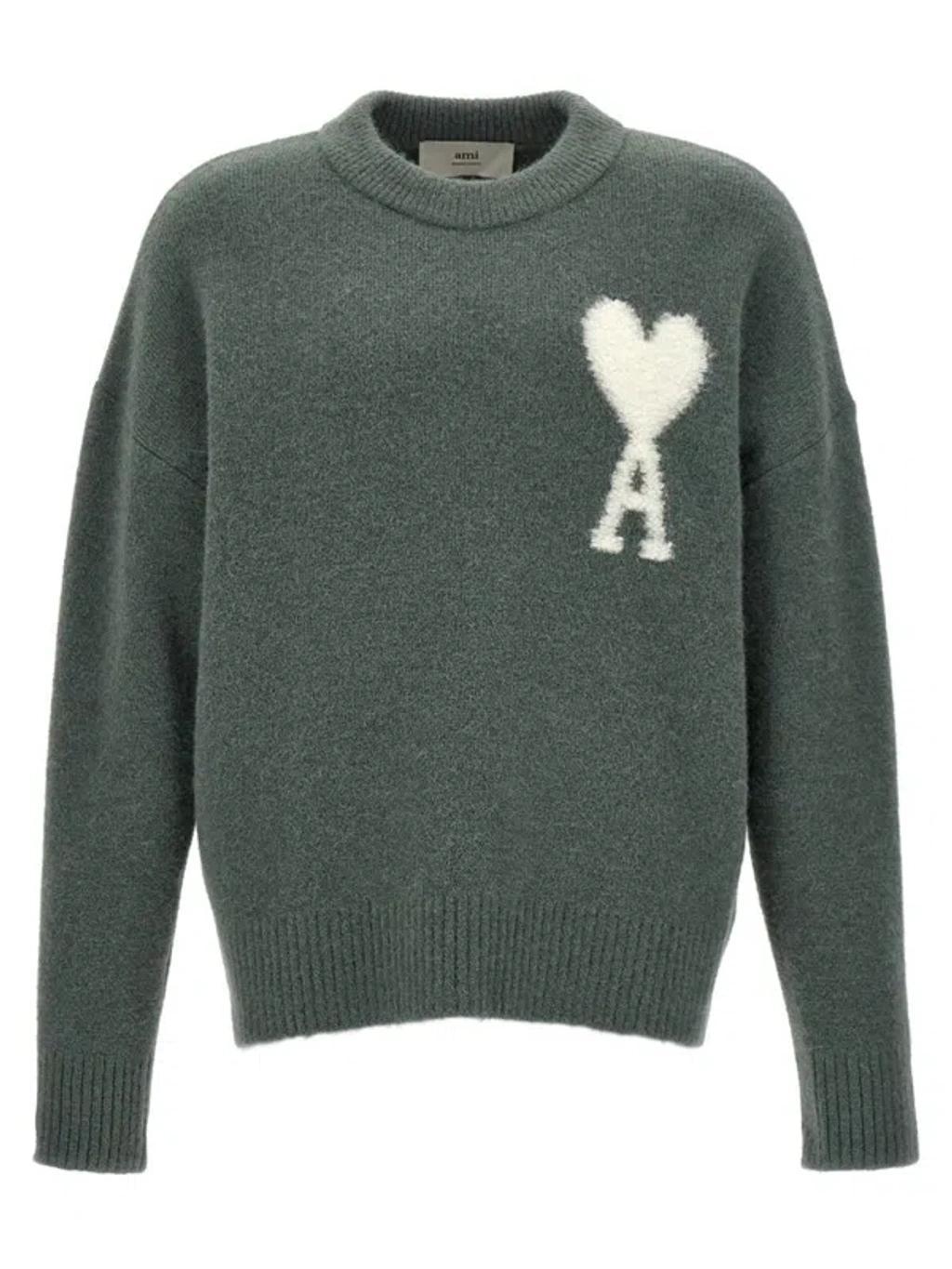 AMI ALEXANDRE MATTIUSSI Ami De Coeur Sweater, Cardigans Gray Product Image