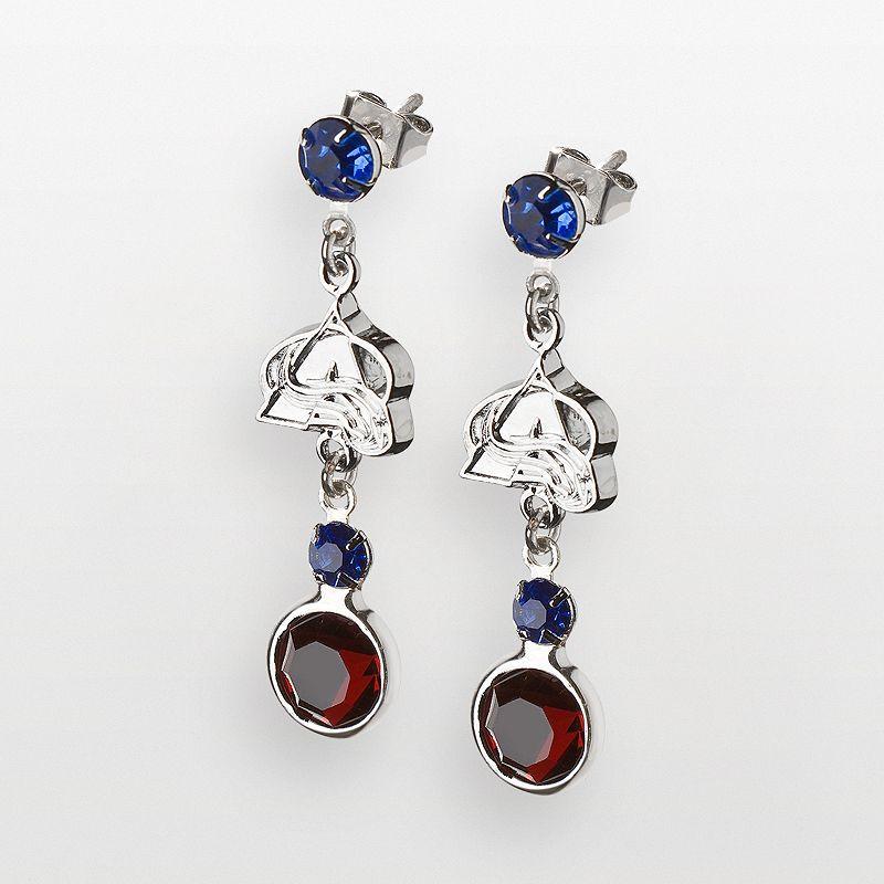 LogoArt Colorado Avalanche Silver Tone Crystal Logo Linear Drop Earrings, Womens Product Image