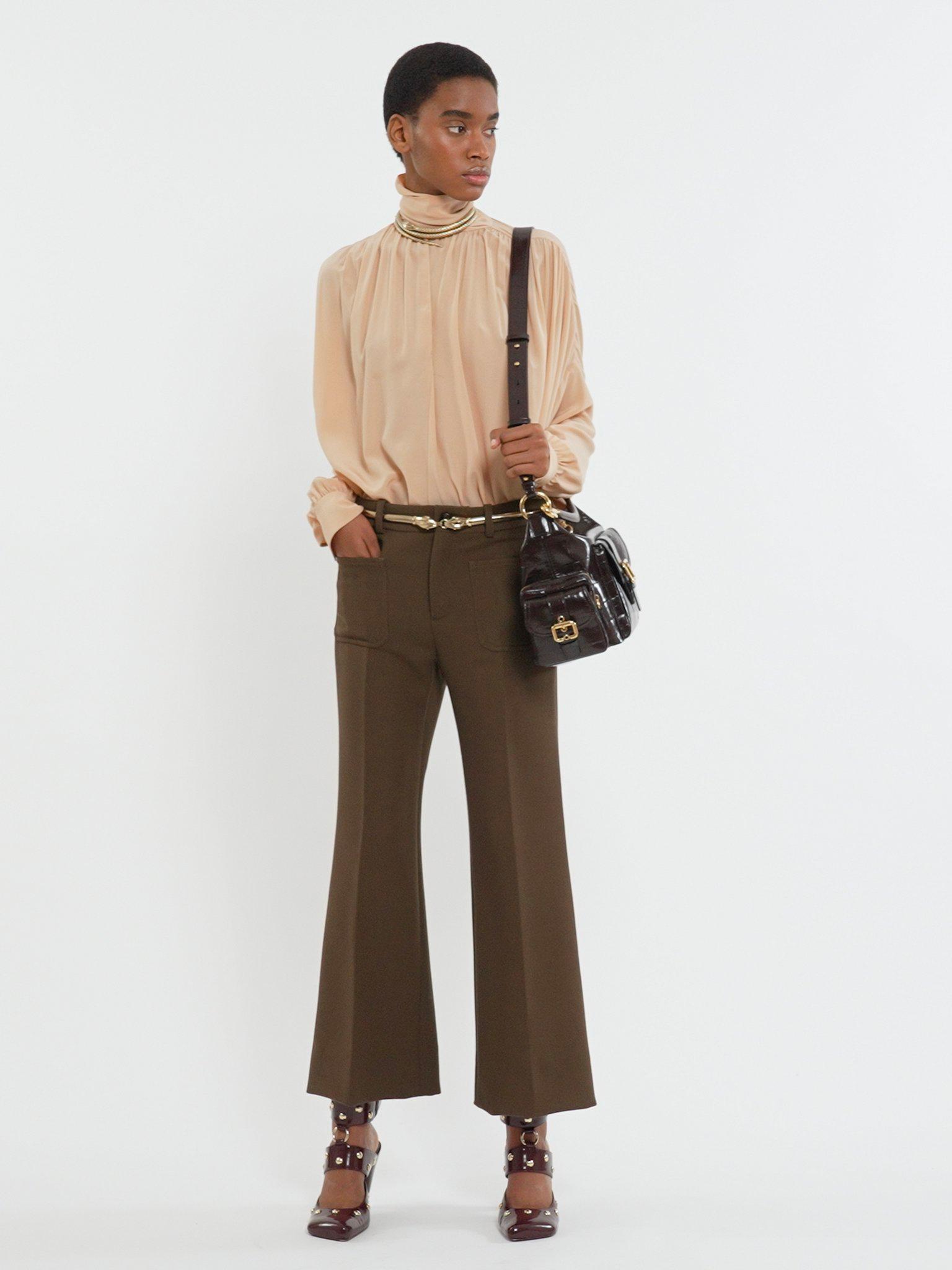 Cropped bootcut pants in cavalry wool Product Image