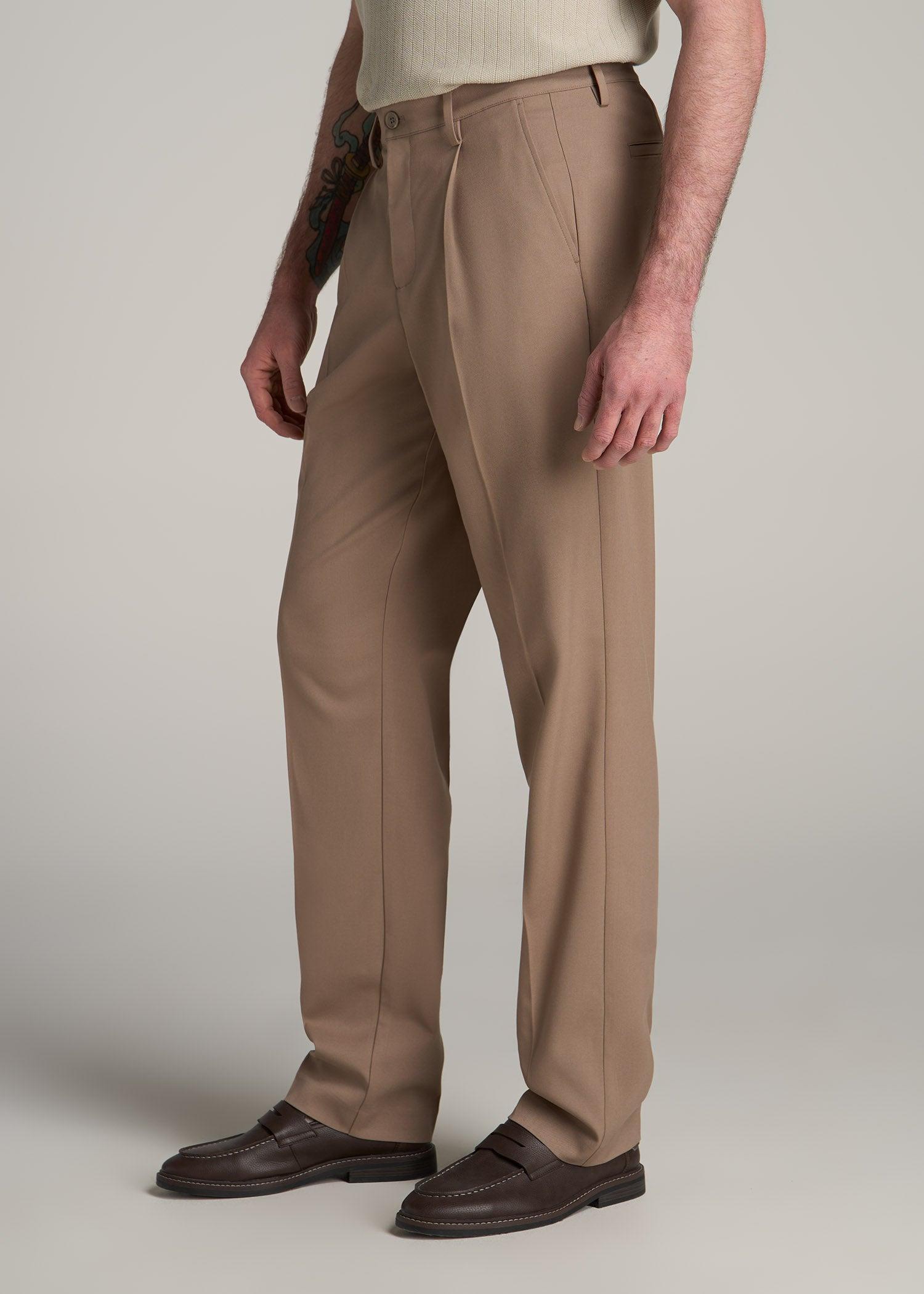 Tall Men's Relaxed Pleated Trouser in Dark Sand Male Product Image