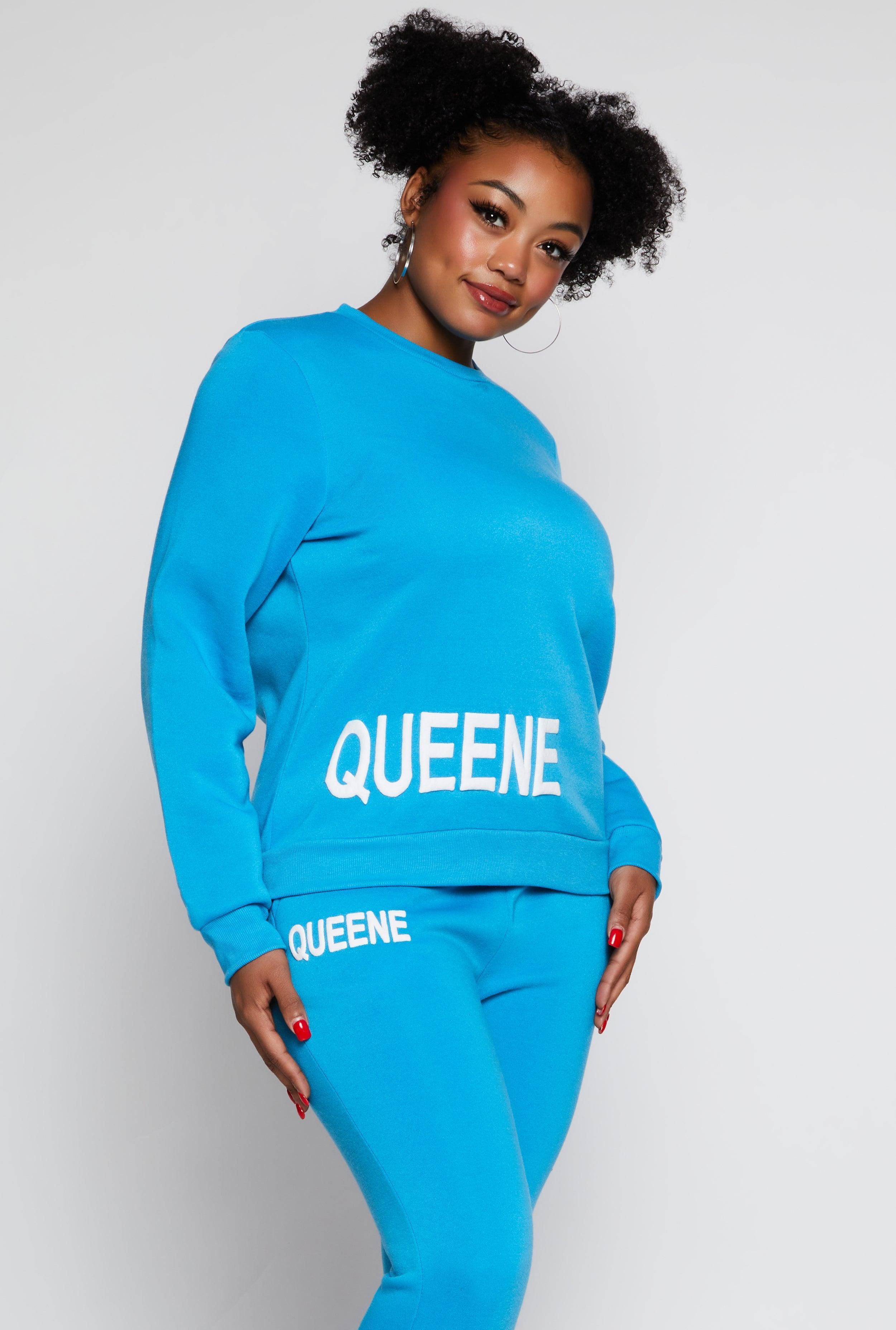 Womens Plus Size Queene Puff Print Fleece Lined Sweatshirt Product Image