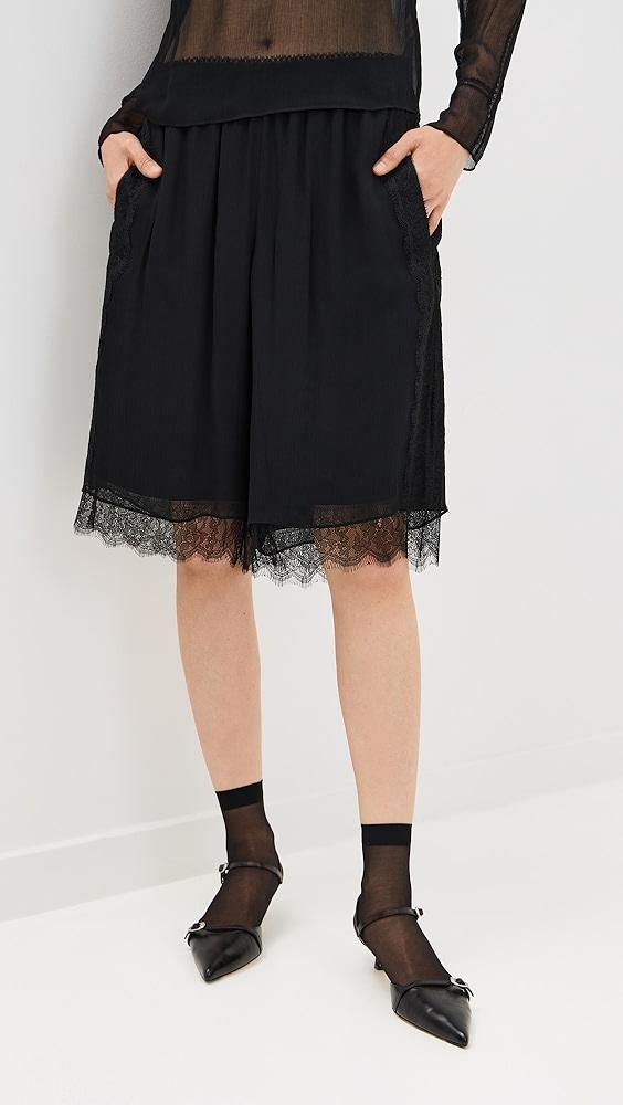 Vince Mid Rise Chiffon Shorts With Lace Trim | Shopbop Product Image