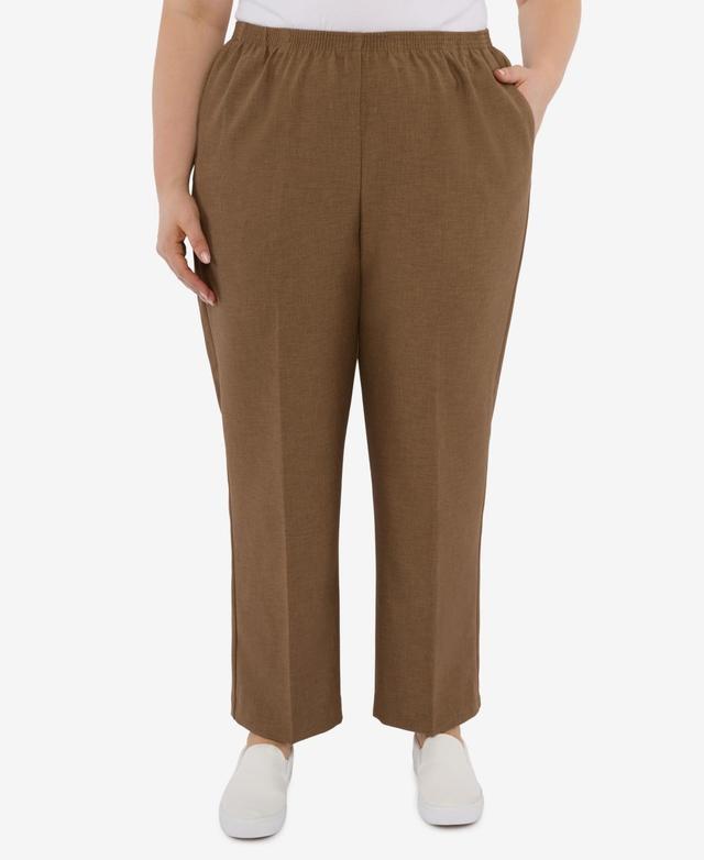 Alfred Dunner Plus Size Signature Fit Textured Trouser Short Length Pants Product Image